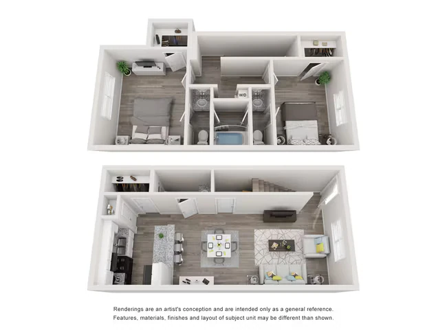 2 Bedroom 1.5 Bath Townhome 231 floor plan